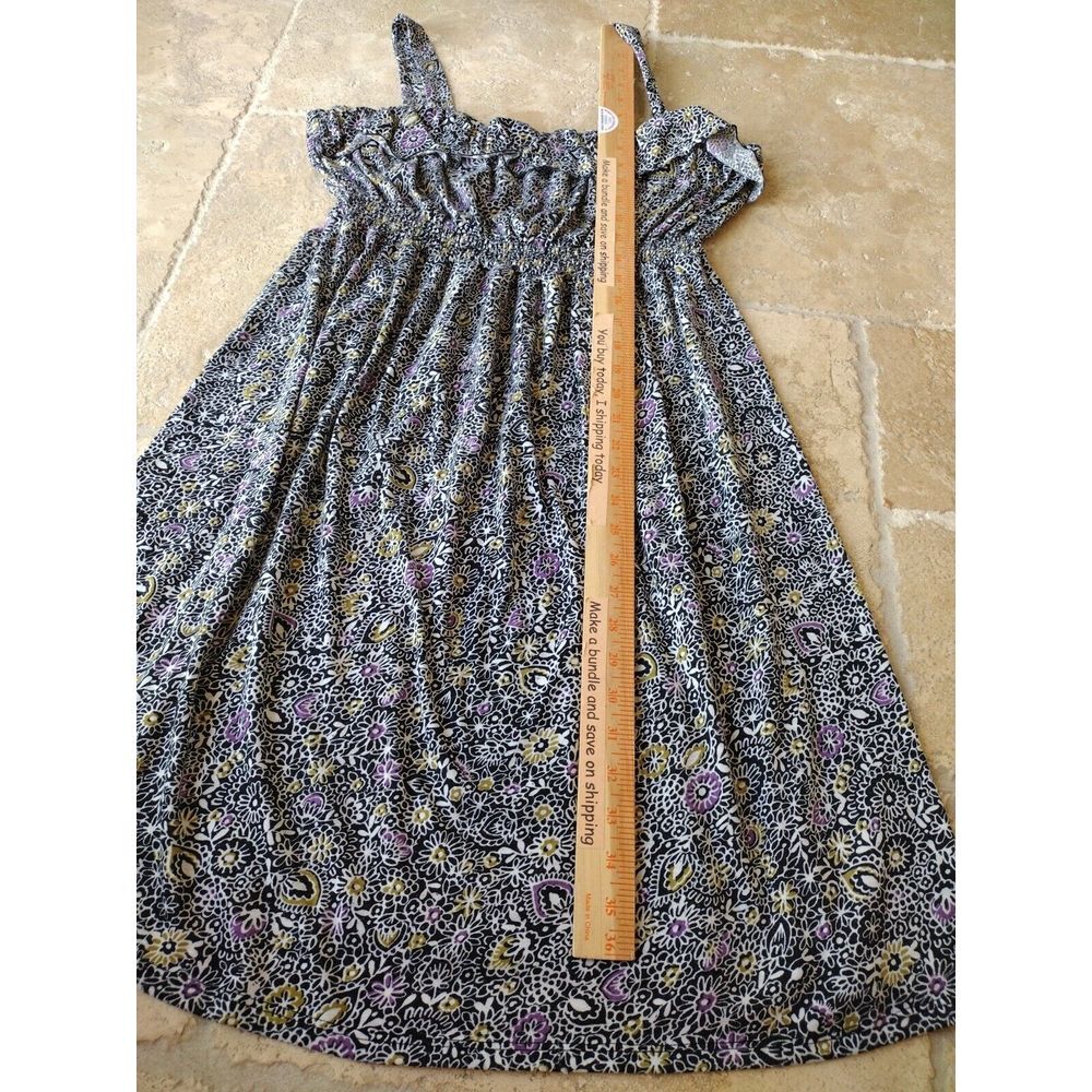 Xhilaration Sun Dress Women's XL‎ Black White Floral Midi Knit Straps Sleeveless - Picture 5 of 9